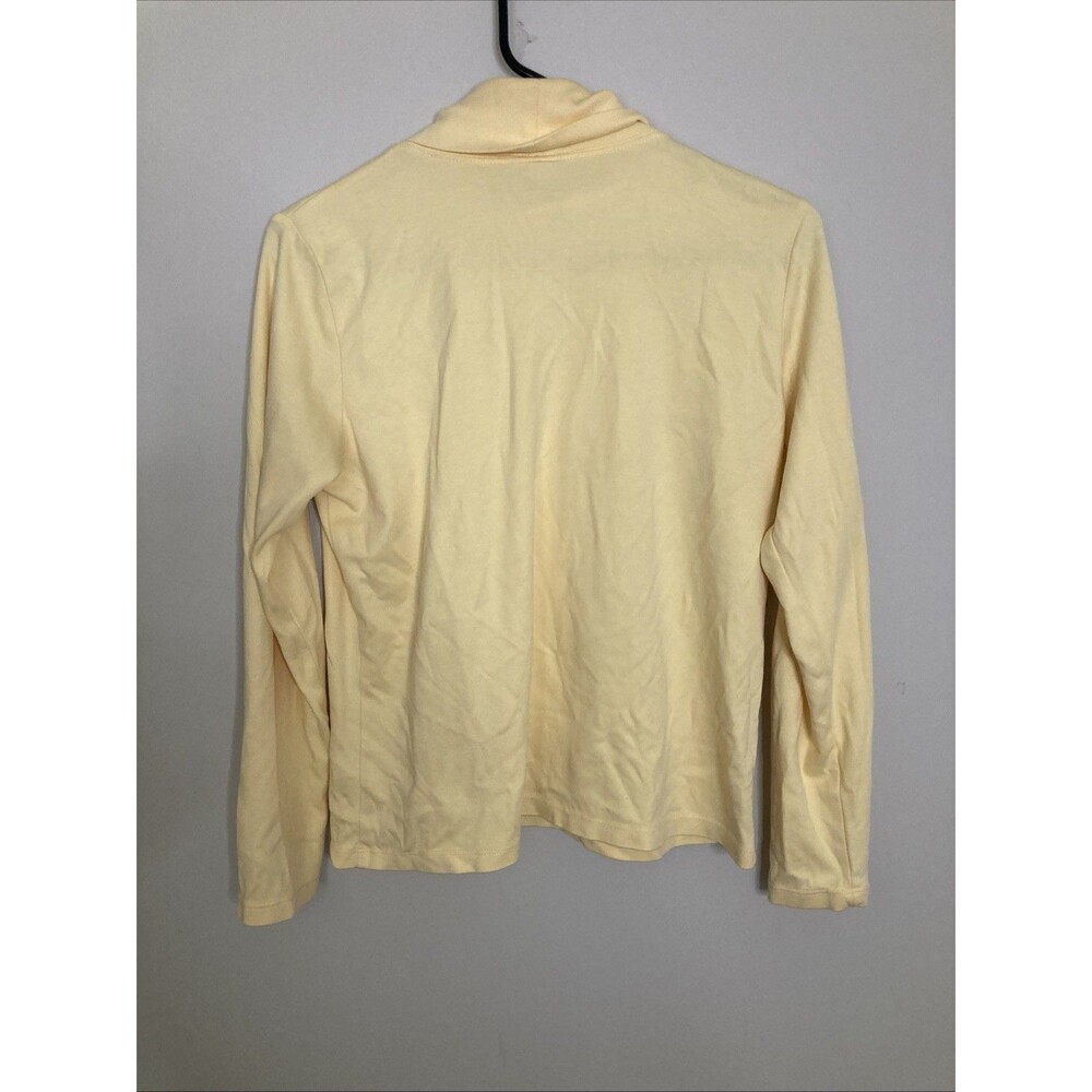 LL Bean Shirt Womens M Long Sleeve Supima Cotton Mock Neck Butter Yellow - Picture 8 of 10